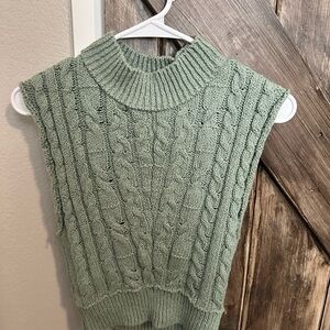 Free People Sage Cable Knit Sleeveless Sweater
